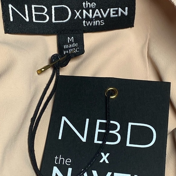 NWT NBD x NAVEN TWINS Lover of Mine Blush Open Back Mini Dress, Size Medium - Picture 5 of 7